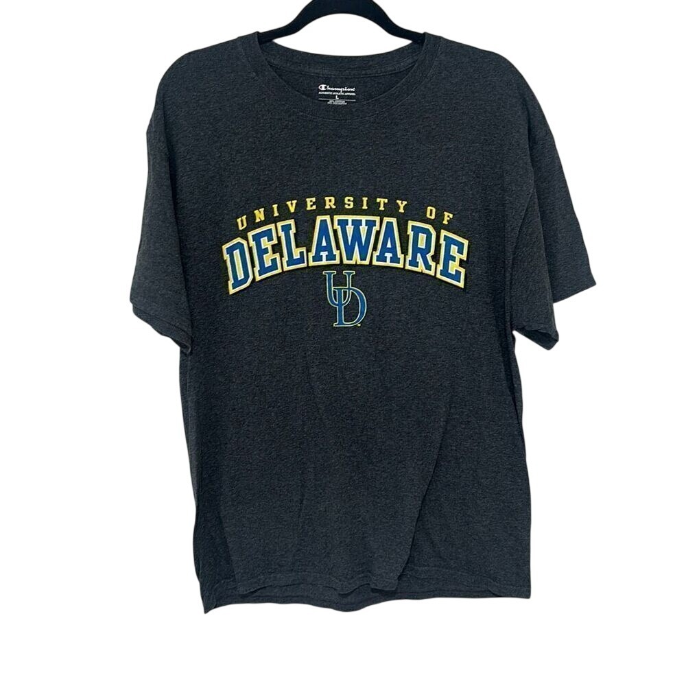 Champion Mens Gray University of Delaware Crewneck T-Shirt Size Large - Picture 1 of 5